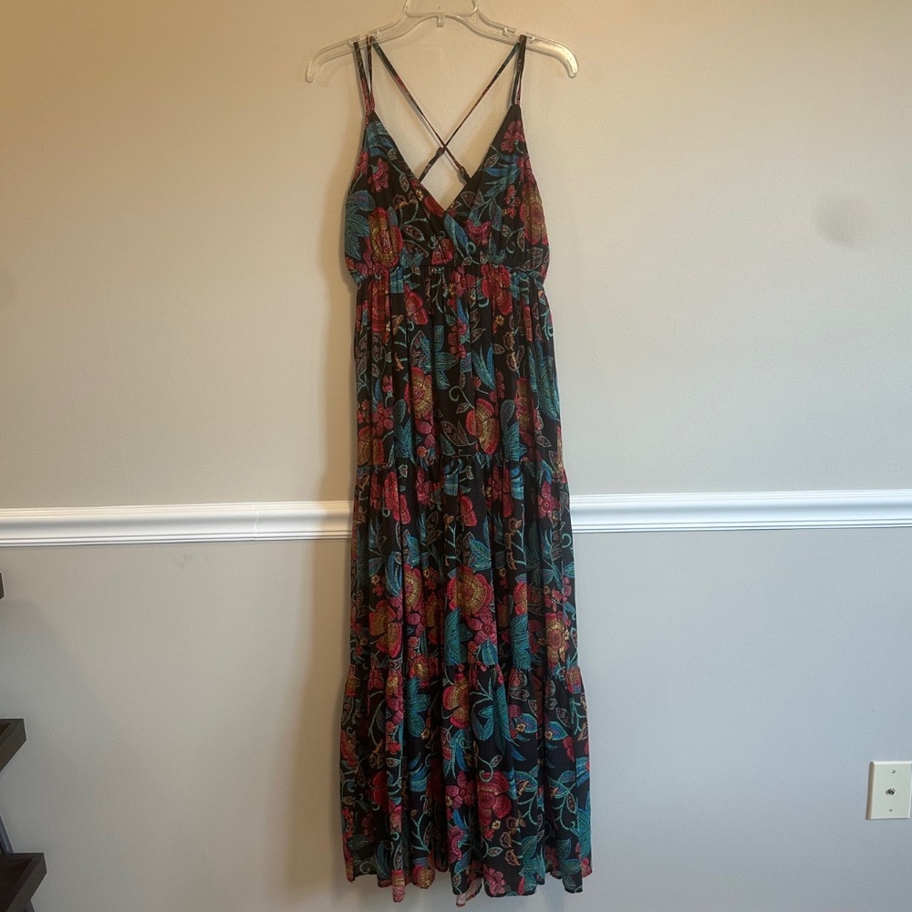 Flying Tomato black floral maxi dress L - Picture 2 of 8